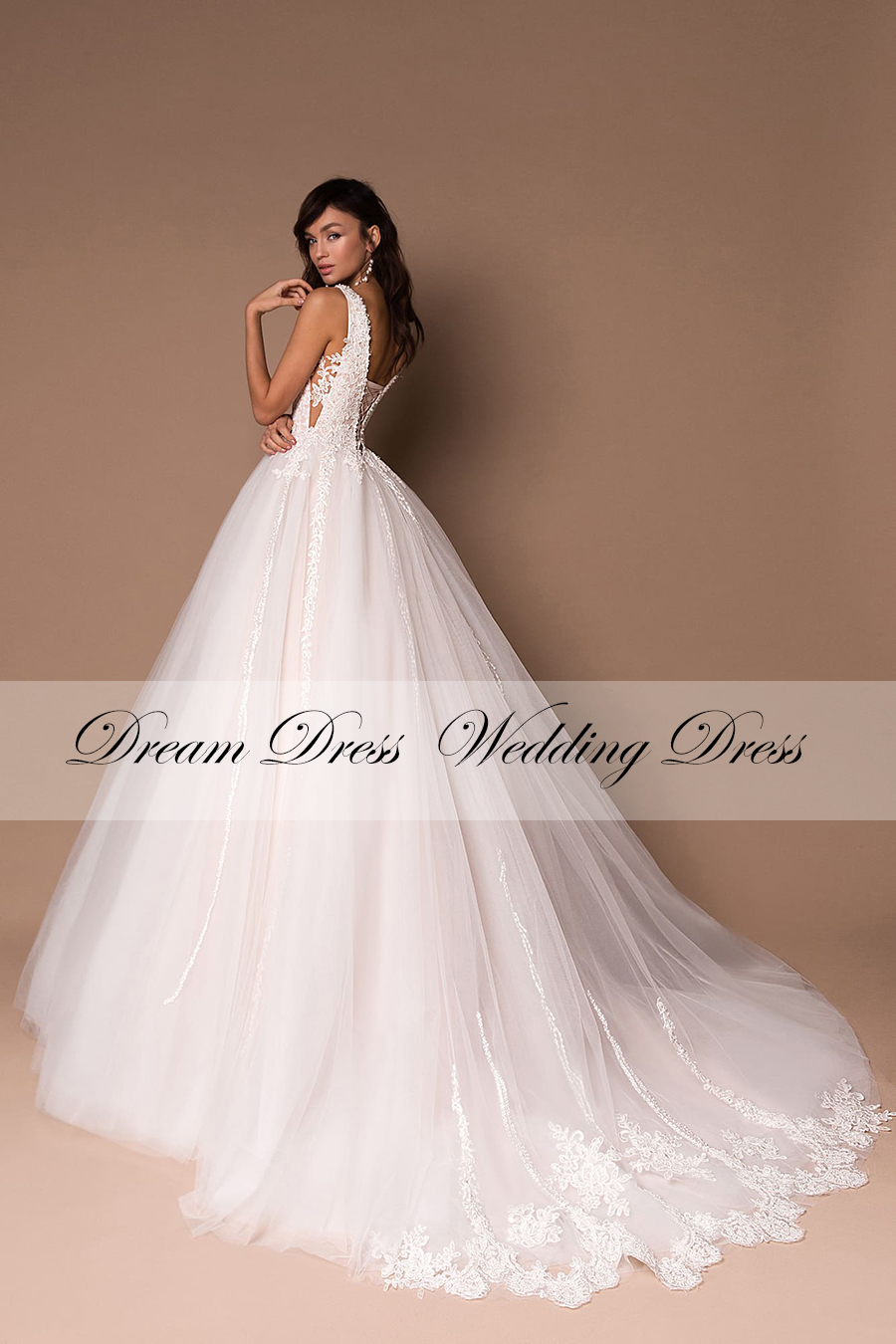Tulle Deep V-Neck Sleeveless Princess Wedding Dresses 2022 Puffy Beads Appliques Bridal Dresses Ball Gown Vestidos De Novia