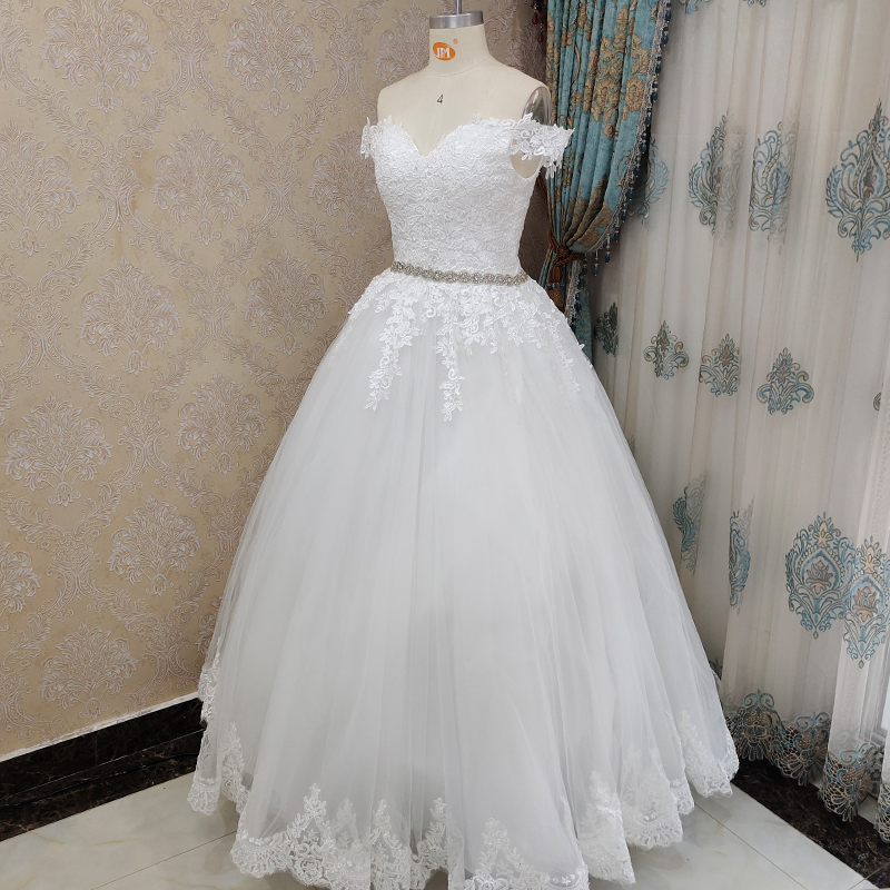 ZJ9183 2022 Off Shoulder Embroidery Charming Sweetheart White Wedding Dress Custom Made Size Ball Gown Wedding Dresse