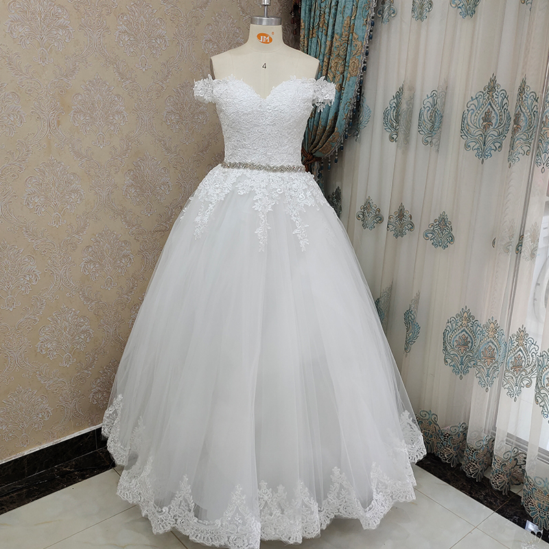 ZJ9183 2022 Off Shoulder Embroidery Charming Sweetheart White Wedding Dress Custom Made Size Ball Gown Wedding Dresse